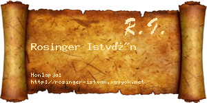 Rosinger István névjegykártya